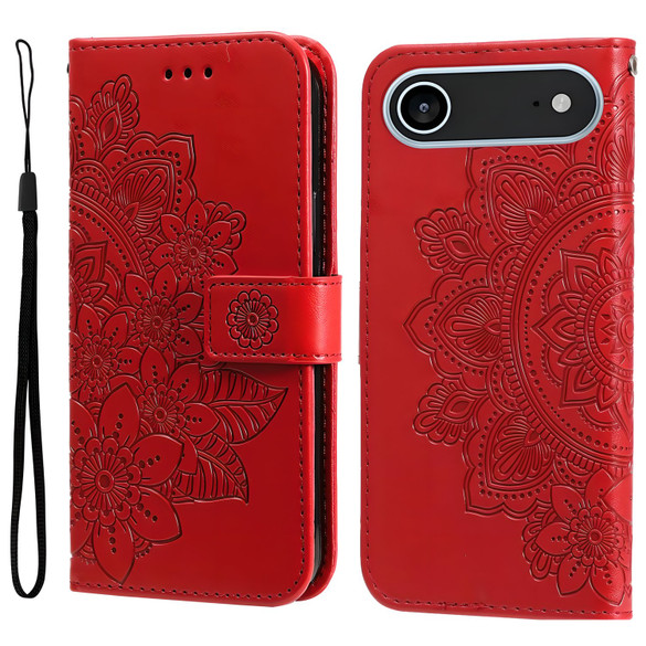 For iPhone Air Wallet Case - Protective Embossed Floral PU Leather Cover, Red | iCoverLover Australia
