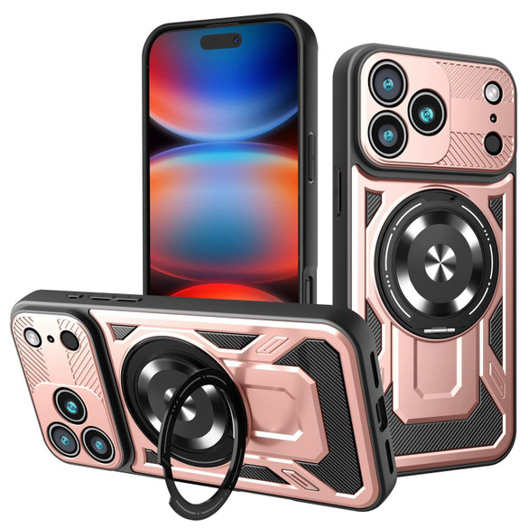 For iPhone 17 Pro Max MagSafe Compatible Case - Rotating Kickstand Protective Cover, Rose Gold | iCoverLover Australia
