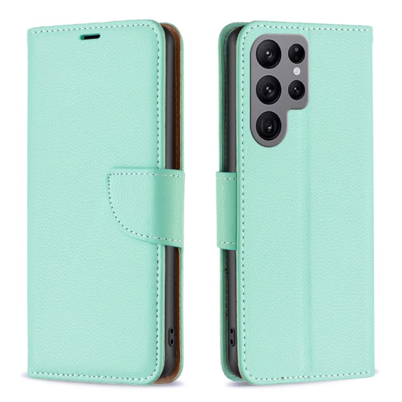 For Samsung Galaxy S24 Ultra Case - Lychee Folio Wallet PU Leather Cover, Kickstand, Green | iCoverLover Australia