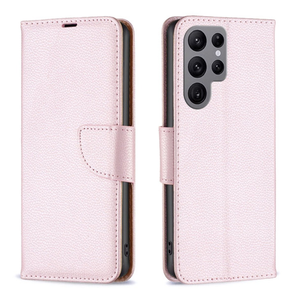 For Samsung Galaxy S24 Ultra Case - Lychee Folio Wallet PU Leather Cover, Kickstand, Rose Gold | iCoverLover Australia