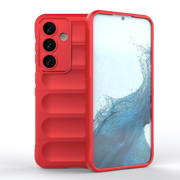 For Samsung Galaxy S24 Case - Wavy Shield, Durable TPU + Flannel Protective Cover, Red | iCoverLover Australia