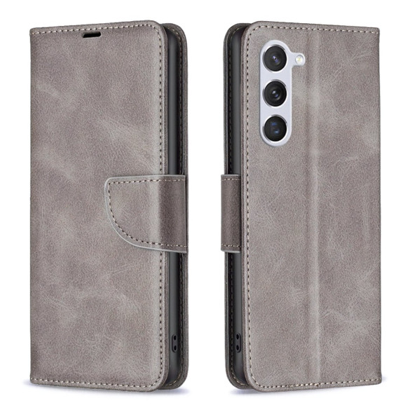 For Samsung Galaxy S24 Case - Lambskin Texture, Folio PU Leather Wallet Cover with Card Slots, Lanyard, Grey | iCoverLover Australia