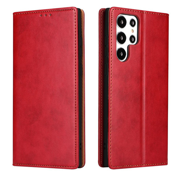 For Samsung Galaxy S22 Ultra Case Leather Flip Wallet Folio Cover Red | iCoverLover Australia