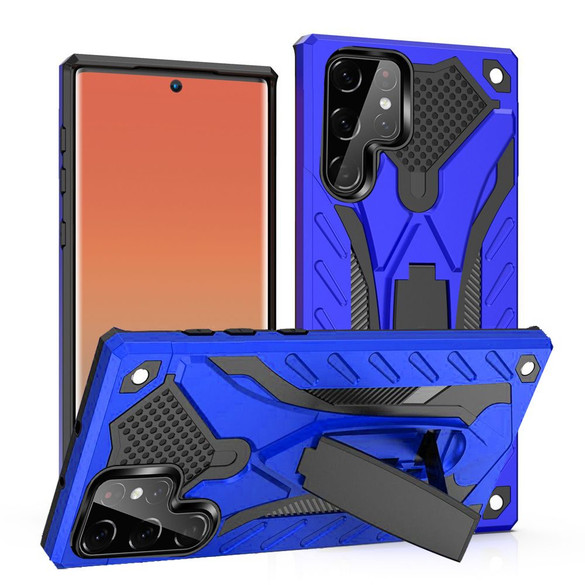 For Samsung Galaxy S22 Ultra Case Armour Shockproof Tough Cover with Kickstand Blue | iCoverLover Australia