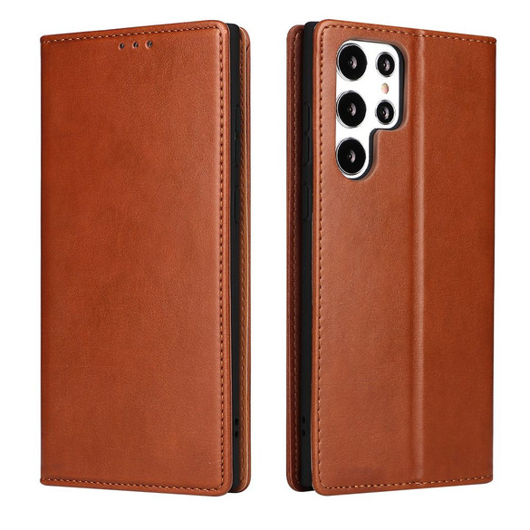 For Samsung Galaxy S22 Ultra Case Leather Flip Wallet Folio Cover Brown | iCoverLover Australia