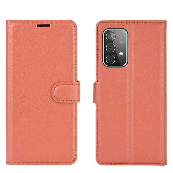 For Samsung Galaxy A52 5G/4G Lychee Folio Protective Case, Kickstand, Wallet, Brown | iCoverLover Australia