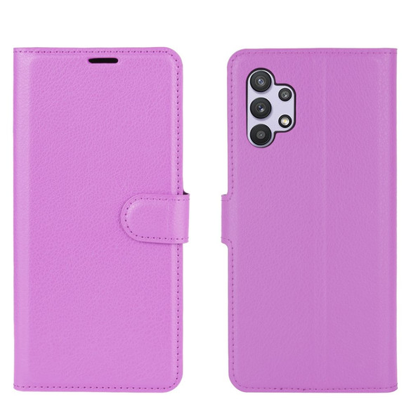 For Samsung Galaxy A32 5G Lychee Folio Protective Case, Kickstand, Wallet, Purple | iCoverLover Australia