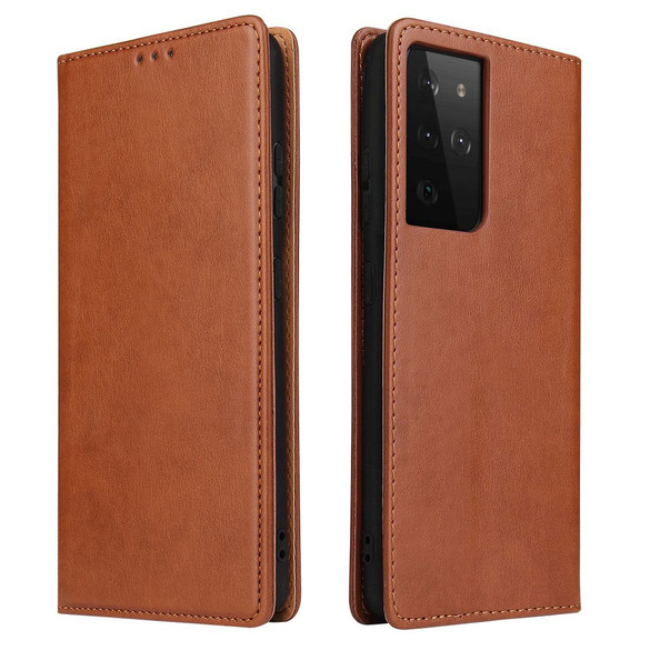For Samsung Galaxy S21 Ultra Case Leather Flip Wallet Folio Cover Brown | iCoverLover Australia