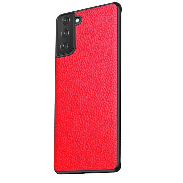 For Samsung Galaxy S21 Case Genuine Leather Slim Fit Protective Cover Red | iCoverLover Australia