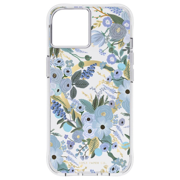 For iPhone 14 Plus Case-Mate Rifle Paper Cover MagSafe Garden Party Blue | iCoverLover Australia