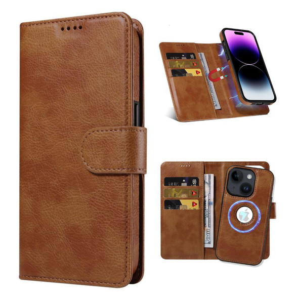 For iPhone 13 Case Detachable Wallet Cover Compatible with MagSafe Brown | iCoverLover Australia