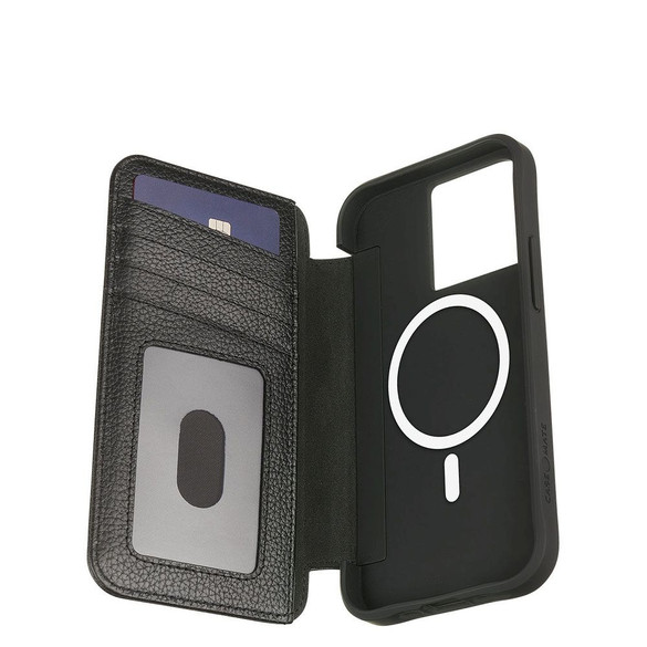 For iPhone 14 Genuine Leather Case-Mate Wallet Folio MagSafe Cover, Black | iCoverLover Australia