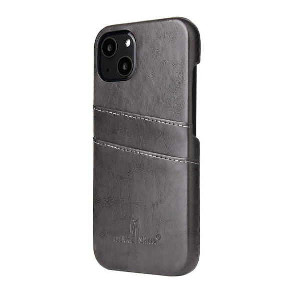 For iPhone 14 Case Deluxe Leather Wallet Back Shell Slim Cover Grey | iCoverLover Australia