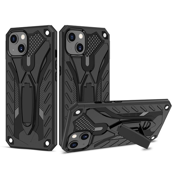 For iPhone 14 Plus Case Armour Strong Shockproof Tough Cover with Kickstand Black | iCoverLover Australia