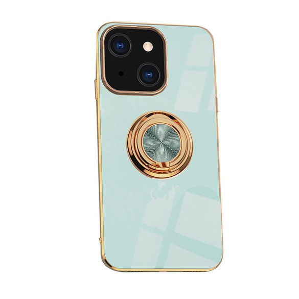 For iPhone 14 Case Electroplating Luxury Kickstand Ring Holder Cover Cyan | iCoverLover Australia