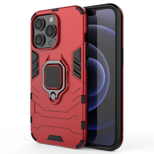 For iPhone 13 Pro Case, Shockproof PC/TPU Protective Cover with Magnetic Ring Holder, Red | iCoverLover Australia
