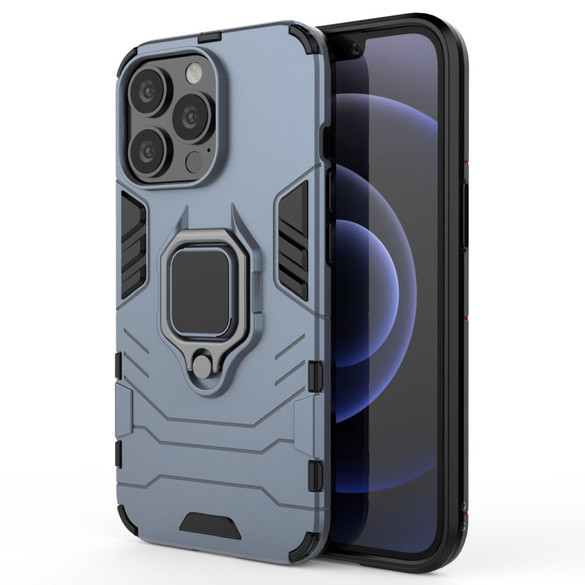 For iPhone 13 Pro Case, Shockproof PC/TPU Protective Cover with Magnetic Ring Holder, Navy Blue | iCoverLover Australia