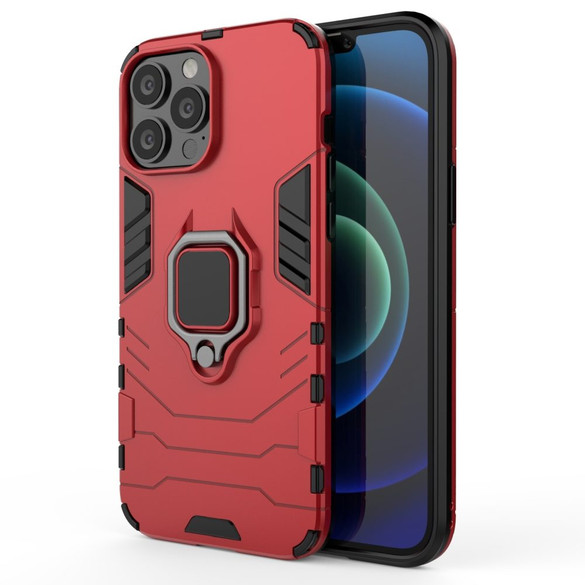 For iPhone 13 Pro Max Case, Shockproof PC/TPU Protective Cover with Magnetic Ring Holder, Red | iCoverLover Australia