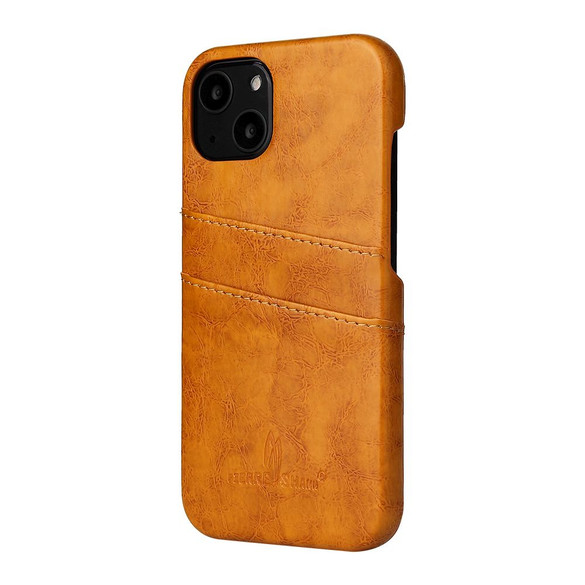 For iPhone 13 mini Case Deluxe Leather Wallet Back Shell Slim Cover Yellow | iCoverLover Australia