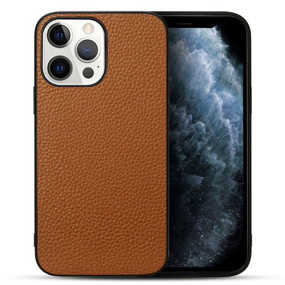 For iPhone 13 Pro Case Genuine Leather Durable Slim Fit Protective Cover Brown | iCoverLover Australia