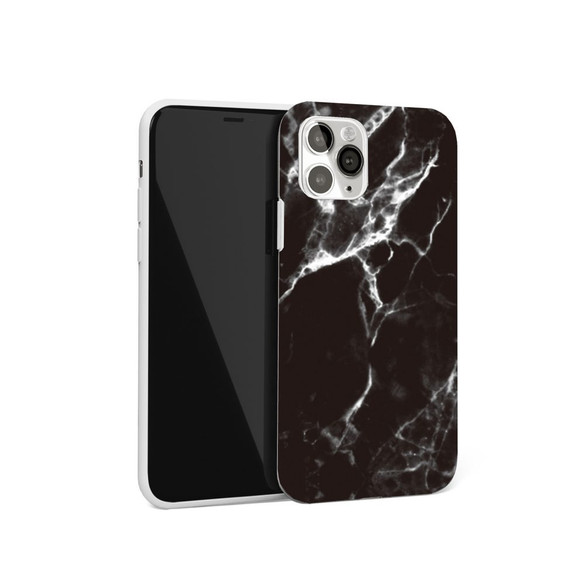 For iPhone 12 Pro Max Case, Glossy Marble Pattern TPU Protective Cover, Black | iCoverLover Australia