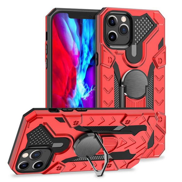 For iPhone 13 Pro Max Case Tough Protective Cover Magnetic Ring Holder Red | iCoverLover Australia