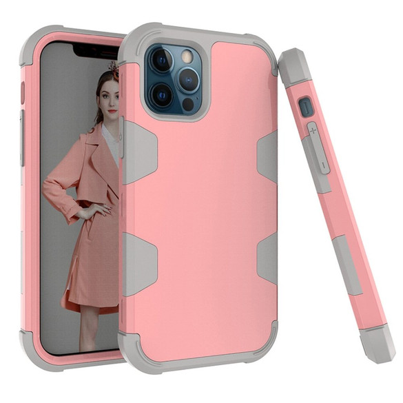 For iPhone 12 Pro Max Case Protective Armored 3-Layer Cover,Rose Gold & Grey | iCoverLover Australia