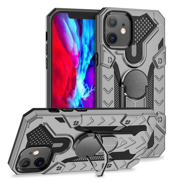 For iPhone 12/12 Pro (6.1in) Case Tough Armour Protective Cover with Magnetic Ring Holder Grey | iCoverLover Australia