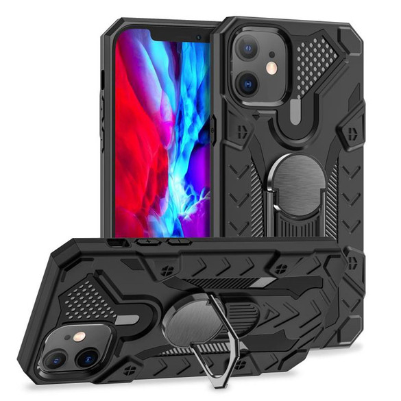 For iPhone 12 Pro Max (6.7in) Case Tough Armour Protective Cover with Magnetic Ring Holder Black | iCoverLover Australia