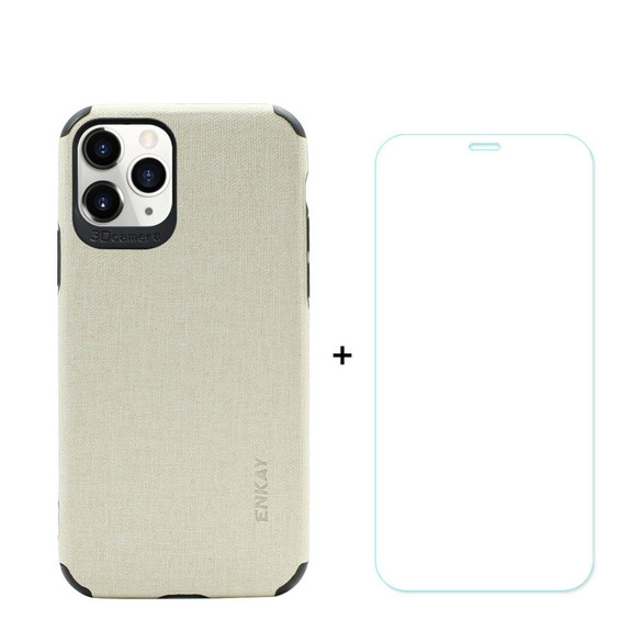 For iPhone 11 Pro Max Case Denim Texture Beige Cover & Tempered Glass Screen Protector | iCoverLover Australia