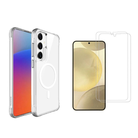 iCoverLover For Samsung Galaxy S25 Case Compatible with MagSafe + [2-Pack] Glass Screen Protectors, Clear | iCoverLover Australia