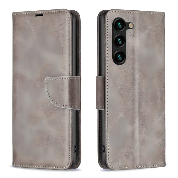 For Samsung Galaxy S25+ Plus Case - Lambskin Texture, Folio PU Leather Wallet Cover with Card Slots, Lanyard, Grey | iCoverLover Australia