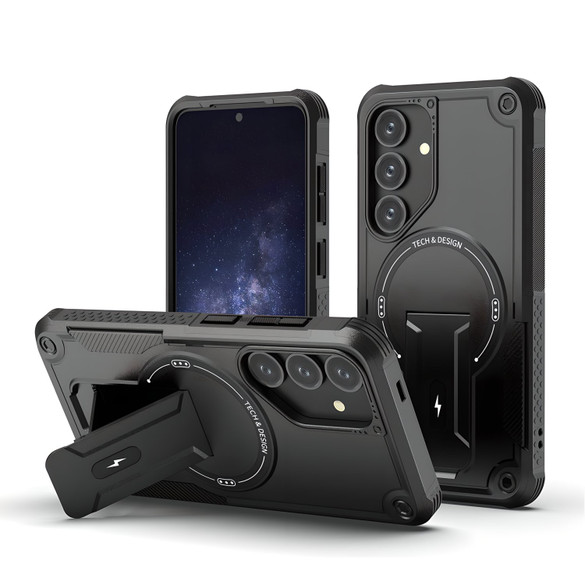 For Samsung Galaxy S25 5G Case, MagSafe Compatible, Kickstand Protective Cover, Black | iCoverLover Australia