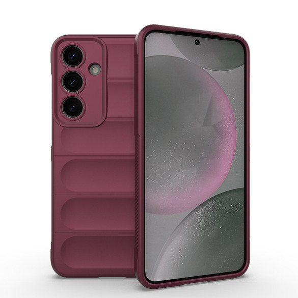 For Samsung Galaxy S25+ Plus Case - Wavy Shield, Durable TPU + Flannel Protective Cover, Wine Red | iCoverLover Australia