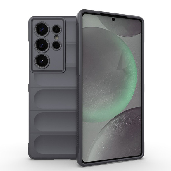 For Samsung Galaxy S25 Ultra Case - Wavy Shield, Durable TPU + Flannel Protective Cover, Dark Grey | iCoverLover Australia