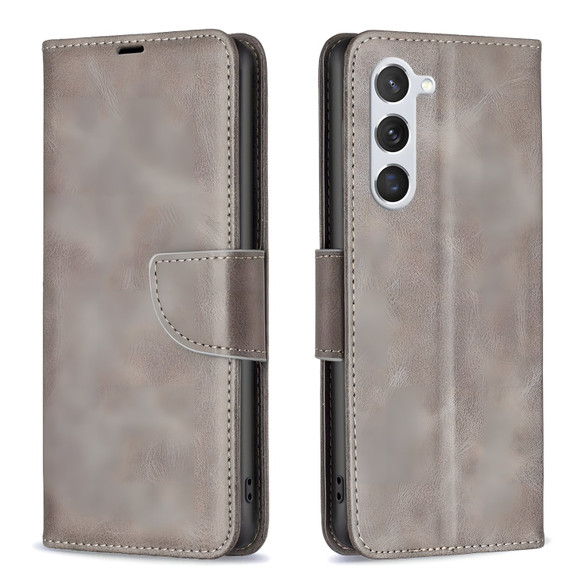 For Samsung Galaxy S25 Case - Lambskin Texture, Folio PU Leather Wallet Cover with Card Slots, Lanyard, Grey | iCoverLover Australia