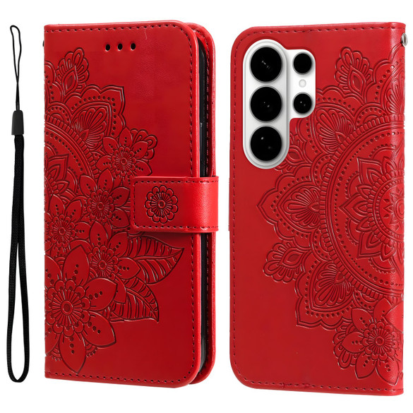 For Samsung Galaxy S26 Ultra Case - Embossed Flower Wallet Cover