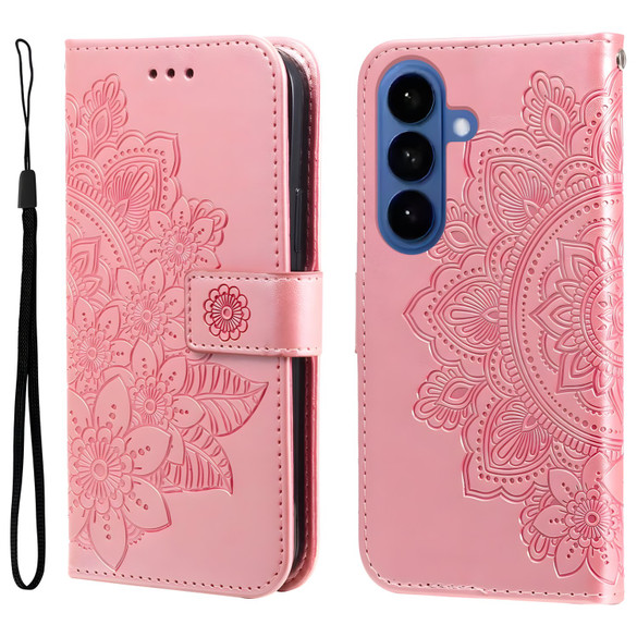 For Samsung Galaxy S26+ Plus Case - Embossed Flower Wallet Cover