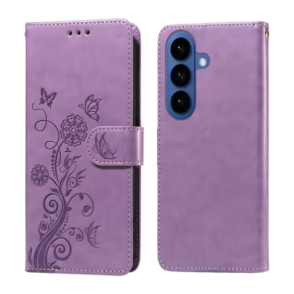 For Samsung Galaxy S26+ Plus Case - Embossed Butterfly PU Leather Wallet Cover