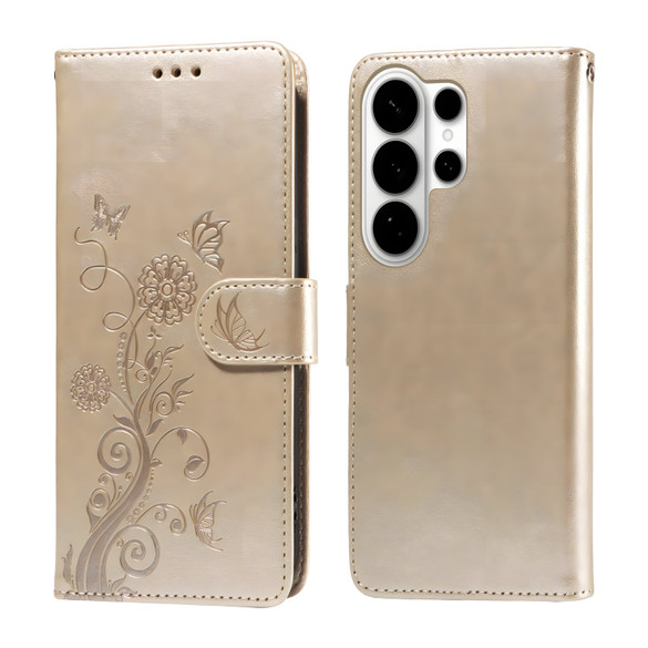 For Samsung Galaxy S26 Ultra Case - Embossed Butterfly PU Leather Wallet Cover