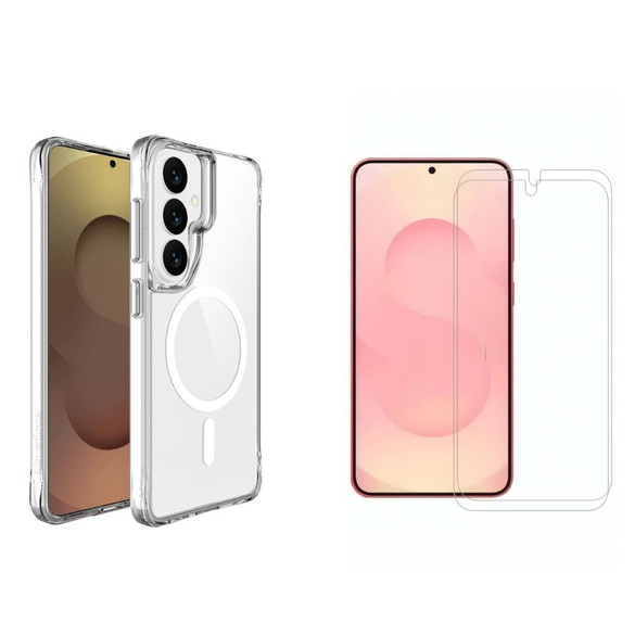 Samsung Galaxy S26 Case with MagSafe + 2x Glass Protectors – Clear | iCoverLover