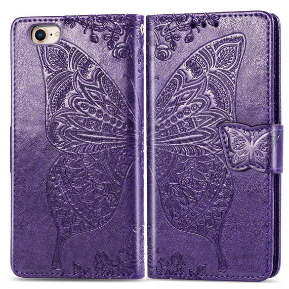 For iPhone 17e Folio PU Leather Case – Butterfly & Flower Embossed Design for Stylish Protection, Purple | iCoverLover.com.au