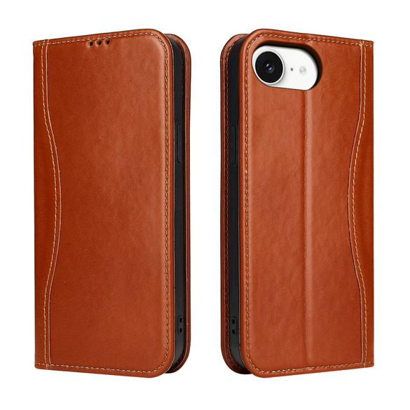 iPhone 17e Fierre Shann Cowhide Leather Wallet Case – Brown | Premium & Stylish