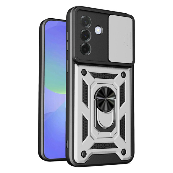 For Samsung Galaxy A37 5G Case | Sliding Camera Cover & Magnetic Ring Stand, Silver | iCoverLover Australia