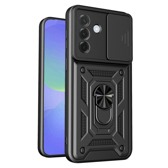 For Samsung Galaxy A37 5G Case | Sliding Camera Cover & Magnetic Ring Stand, Black | iCoverLover Australia