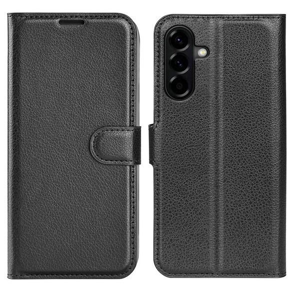 For Samsung Galaxy A57 5G Case | Litchi Texture PU Leather Wallet Cover, Black | iCoverLover Australia