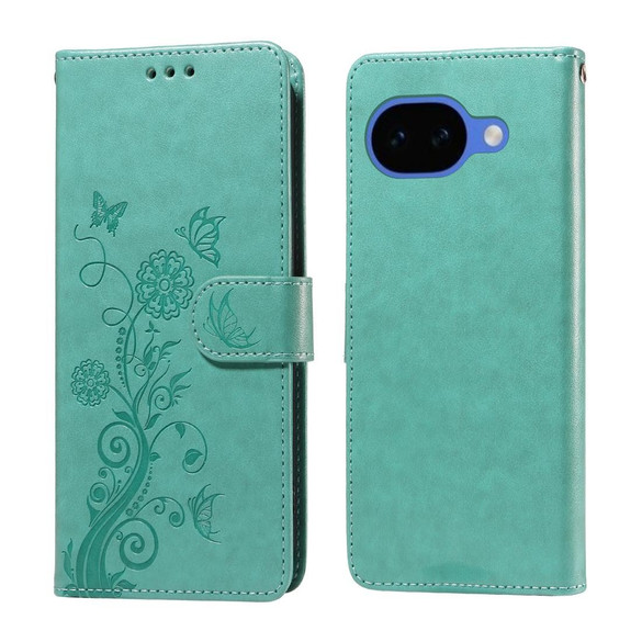 For Google Pixel 10a 5G Case | Embossed Butterfly PU Leather Wallet Cover, Green | iCoverLover Australia