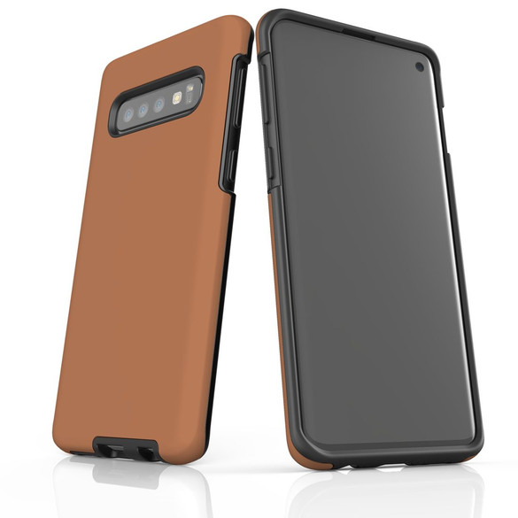 Samsung Galaxy S10 PU Leather-Style Wallet Case - Brown | iCoverLover