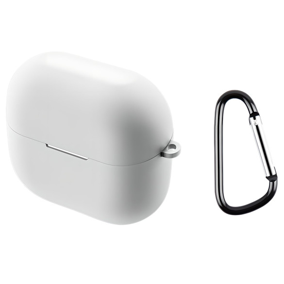 For Samsung Galaxy Buds 3 Case, Protective Silicone Cover, Carabiner Hook, White | iCoverLover.com.au