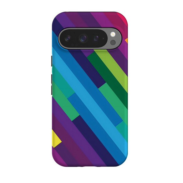 For Google Pixel 11 Pro Case, Tough Protective Cover, Lined Rainbow | iCoverLover Australia